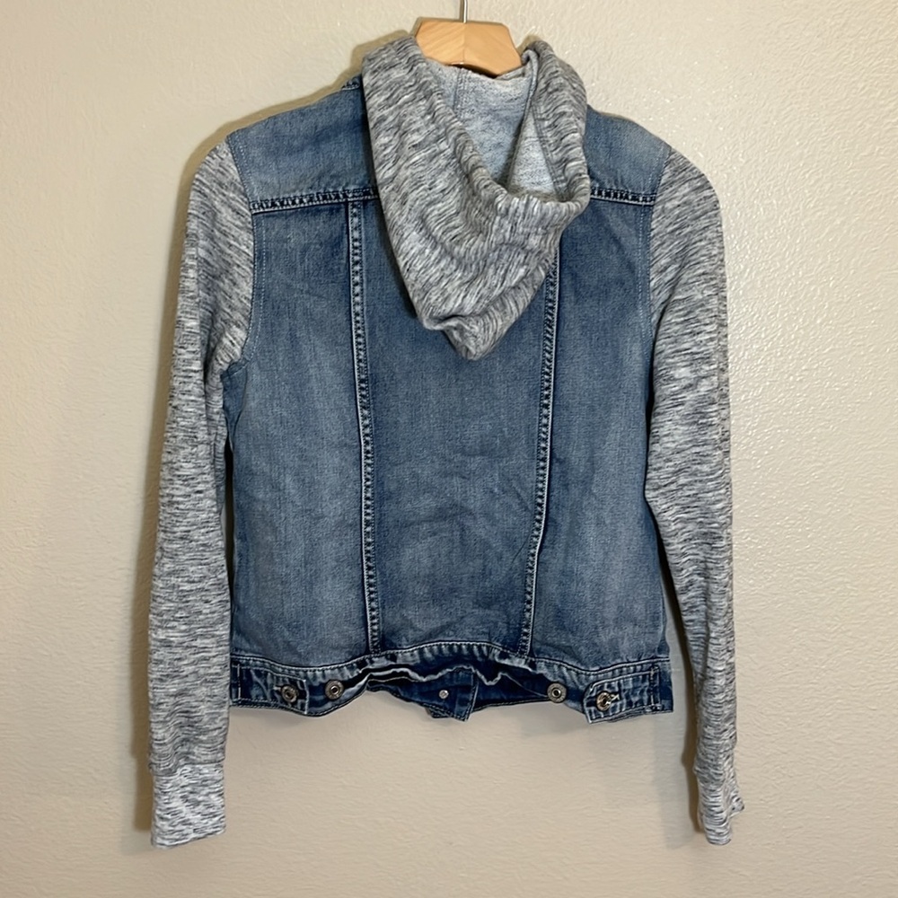 Eighty Two Denim & Knit Hooded Jean Jacket - Picture 8 of 11